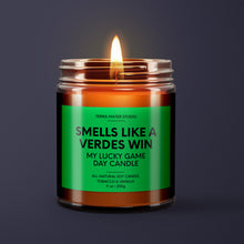 Load image into Gallery viewer, Smells Like A Verdes Win | Austin Lucky Game Day Candle | Soy Wax Candle
