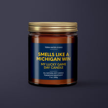 Load image into Gallery viewer, Smells Like A Wolverines Win | Michigan Lucky Game Day Candle | Soy Wax Candle
