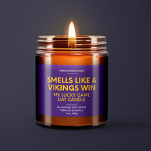 Load image into Gallery viewer, Smells Like A Vikings Win | Minnesota Lucky Game Day Candle | Soy Wax Candle
