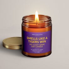 Load image into Gallery viewer, Smells Like A Tigers Win | LSU Lucky Game Day Candle | Soy Wax Candle
