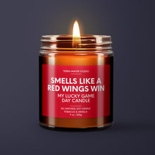 Load image into Gallery viewer, Smells Like A Red Wings Win | Detroit Lucky Game Day Candle | Soy Wax Candle
