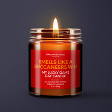 Load image into Gallery viewer, Smells Like A Buccaneers Win | Tampa Bay Lucky Game Day Candle | Soy Wax Candle
