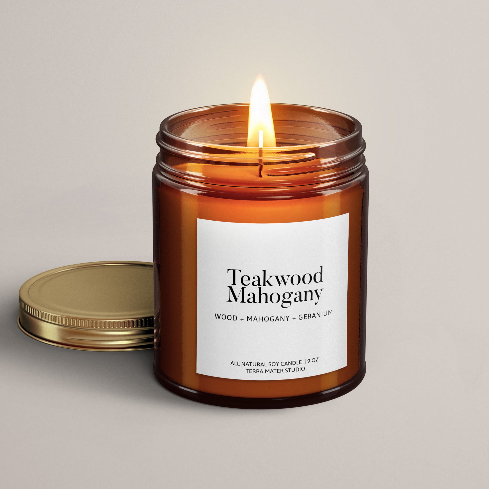 Mahogany Teakwood 11oz Soy Candle — COASTAL DECOR + DESIGN