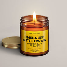 Load image into Gallery viewer, Smells Like A Steelers Win | Lucky Game Day Candle | Soy Wax Candle
