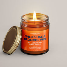 Load image into Gallery viewer, Smells Like A Broncos Win | Denver Lucky Game Day Candle | Soy Wax Candle
