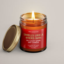 Load image into Gallery viewer, Smells Like A 49ers Win | Lucky Game Day Candle | Soy Wax Candle
