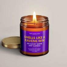 Load image into Gallery viewer, Smells Like A Ravens Win | Lucky Game Day Candle | Soy Wax Candle
