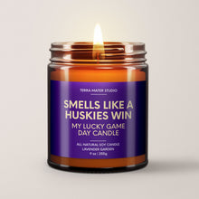 Load image into Gallery viewer, Smells Like A Huskies Win | Lucky Game Day Candle | Soy Wax Candle
