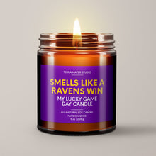 Load image into Gallery viewer, Smells Like A Ravens Win | Baltimore Lucky Game Day Candle | Soy Wax Candle
