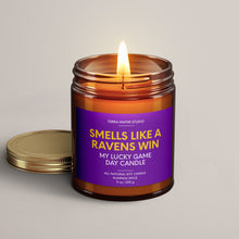 Load image into Gallery viewer, Smells Like A Ravens Win | Baltimore Lucky Game Day Candle | Soy Wax Candle
