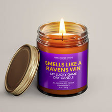 Load image into Gallery viewer, Smells Like A Ravens Win | Baltimore Lucky Game Day Candle | Soy Wax Candle
