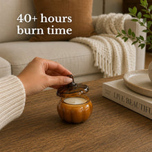 Load image into Gallery viewer, Amber Glass Pumpkin Jar | Pumpkin Spice Candle | Limited Fall Collection | 6 oz
