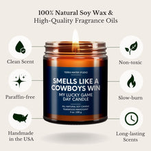 Load image into Gallery viewer, Smells Like A Cowboys Win Lucky Game Day Candle
