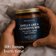 Load image into Gallery viewer, Smells Like A Cowboys Win Lucky Game Day Candle
