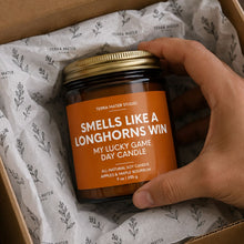 Load image into Gallery viewer, Smells Like A Longhorns Win Lucky Game Day Candle
