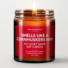 Load image into Gallery viewer, Smells Like A Cornhuskers Win Lucky Game Day Candle | Huskers Merch | 50+ Hour Burn
