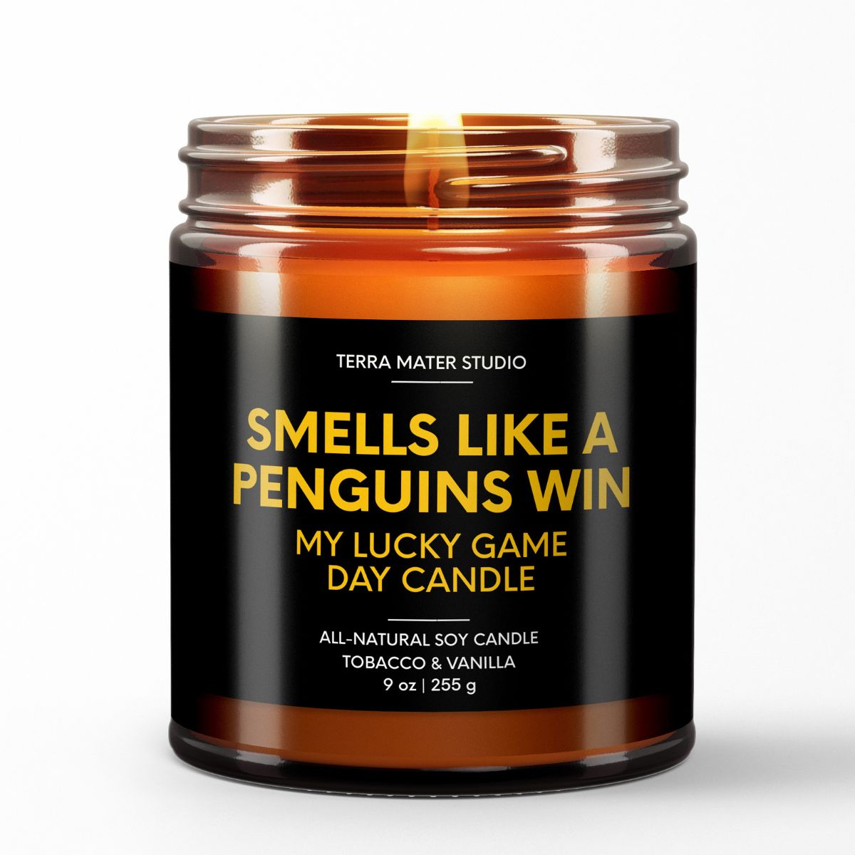 smells like a pittsburgh penguin win scented candle