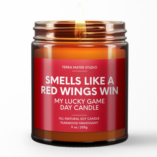 smells like detroit red wings win scented candle