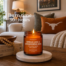 Load image into Gallery viewer, Smells Like A Longhorns Win Lucky Game Day Candle
