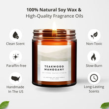 Load image into Gallery viewer, Teakwood Mahogany All-Natural Scented Candle
